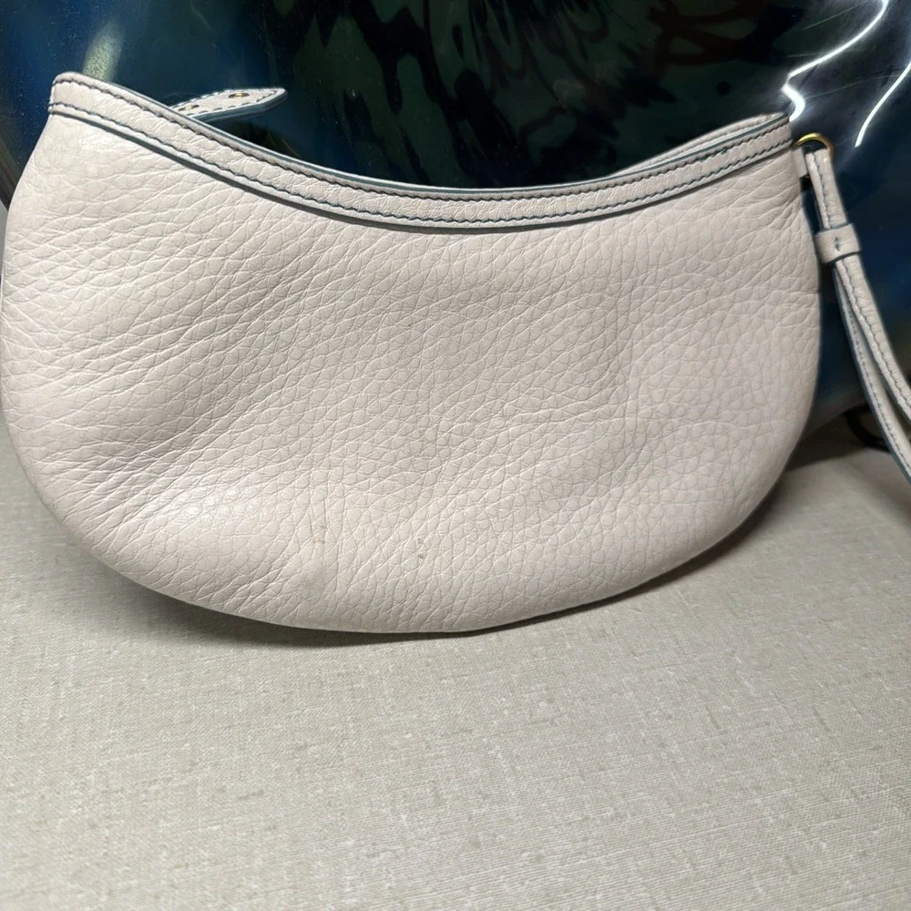 Cole Haan Kayla Cream Leather Wristlet Pouch Boho Perforated Embroidered Y2K